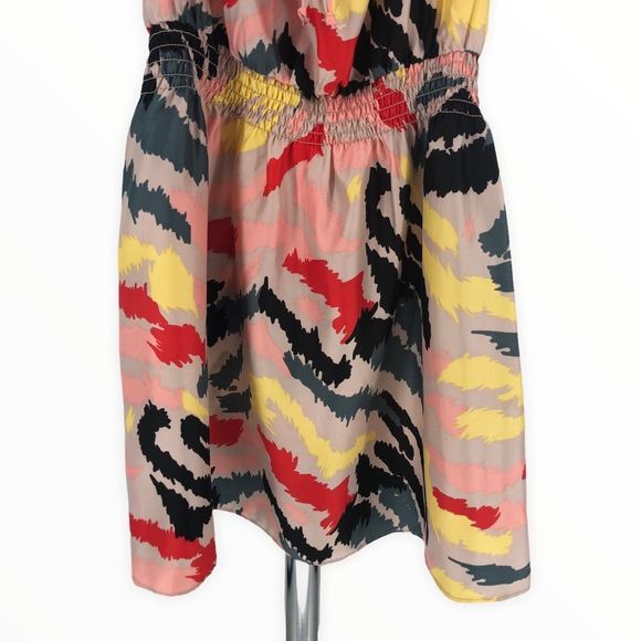 Parker Multicolor Print Ruffle Trim Square Neck Strap Racerback Dress size M - Picture 6 of 13